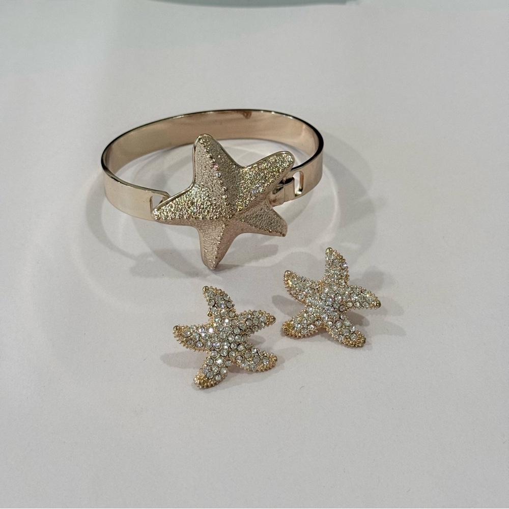 Gold Plated Starfish Jewelry Set